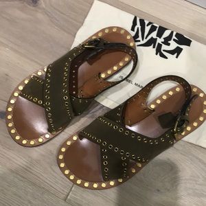 Isabel Marant Eyelet Velvet Sandals-Size 39